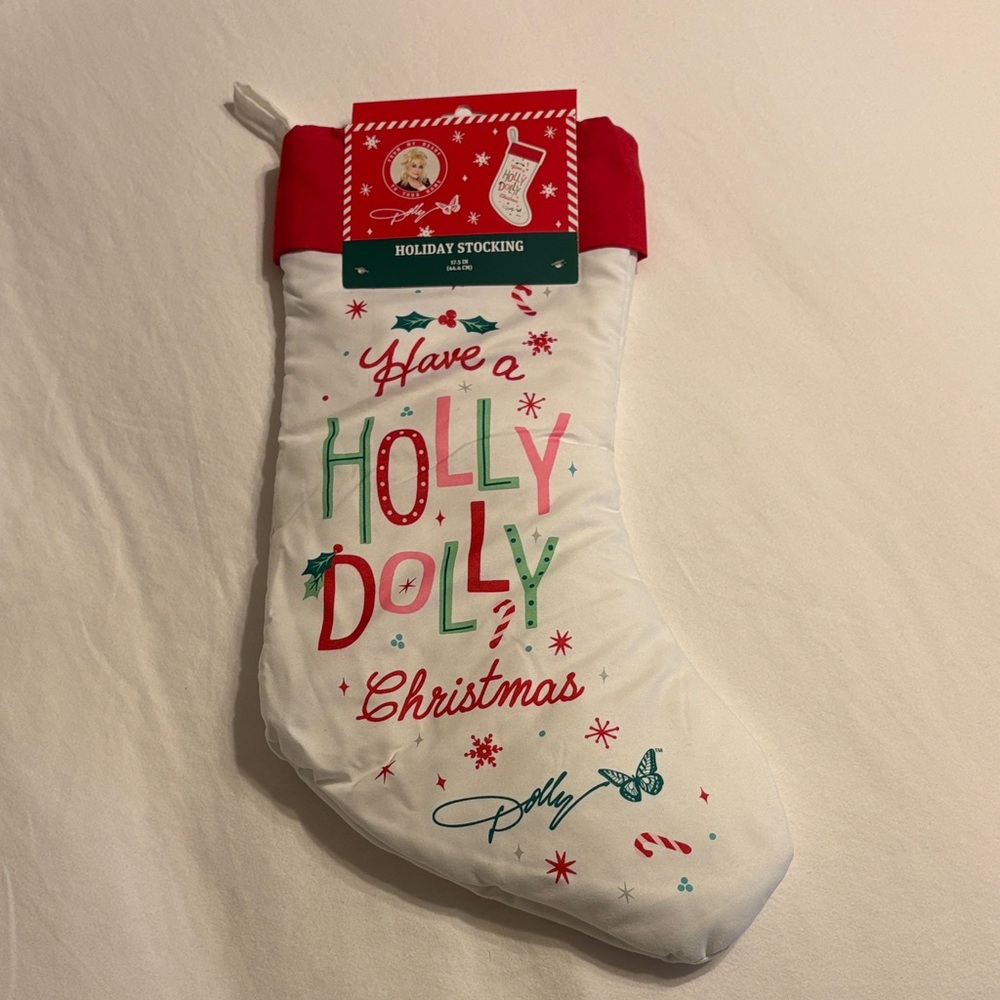 Country Christmas Holiday Stocking - Red and White DOLLY PARTON
